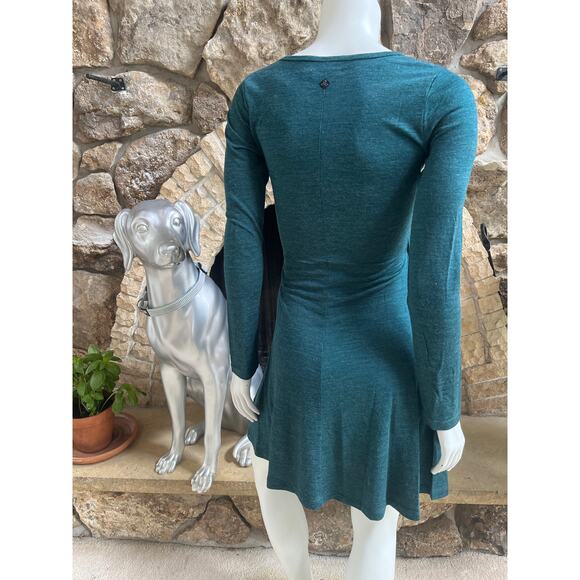 Prana Nadia Wool Blend Faux Wrap Long Sleeve Green Dress W3NALS314 Women Size S - Picture 4 of 8